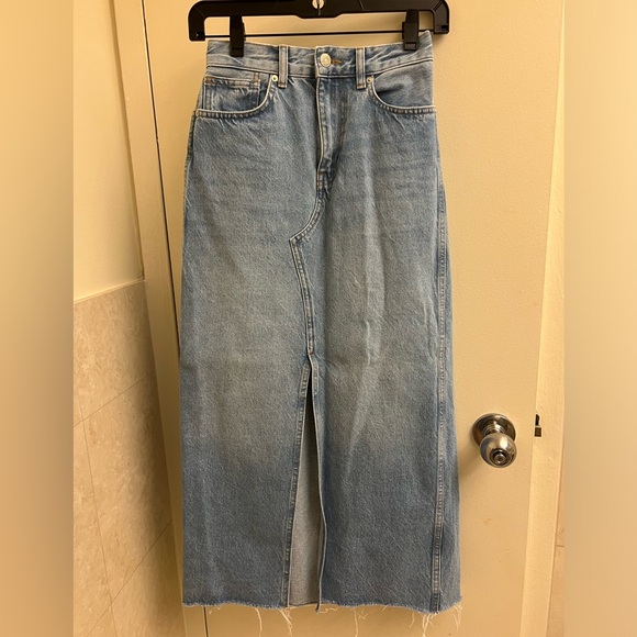 Denim Maxi Skirt in Merrimon Wash - Picture 6 of 8